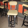 Custom Made Leather over Fabricated Steel Bar Chairs with Custom Footrests