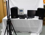karoake system with wireless and wired mics song books tv display