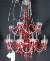 fancy red glass and crystal chandelier